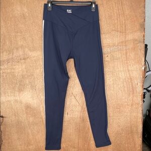 PAC 1980 Navy Women’s Size L Performance Leggings with Side Stripe Gym Workout